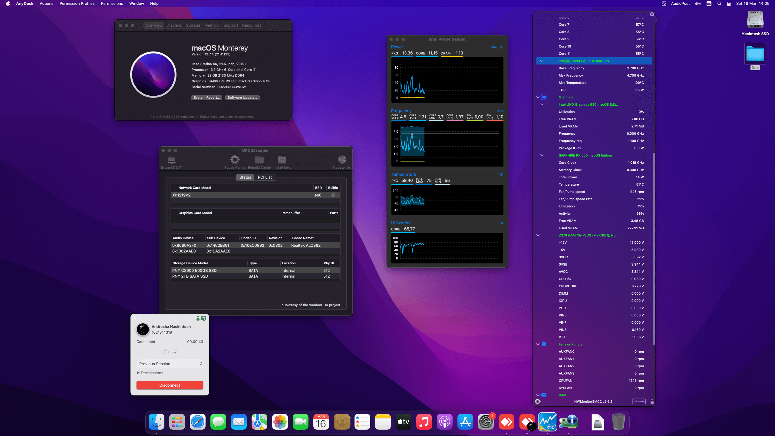 Success Hackintosh macOS Monterey 12.7.4 Build 21H1123 in MSI Z370 Gaming Plus + Intel Core i7 8700K + Sapphire RX 550